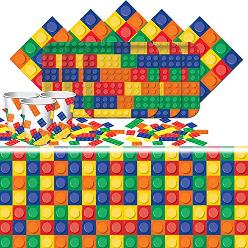 Block Party Childrens Happy Birthday Party Tableware Pack For 16 People