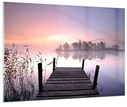 ARTTOR Bilder auf Glas 100x70cm Glasbild Morgen Sonnenaufgang Nebel See Groß Wanddeko Bild im Glas Schlafzimmer Küche Deko Wandbilder Dekoration Wohnzimmer Modern Wand Kunstdruck Art GAA100x70-2593