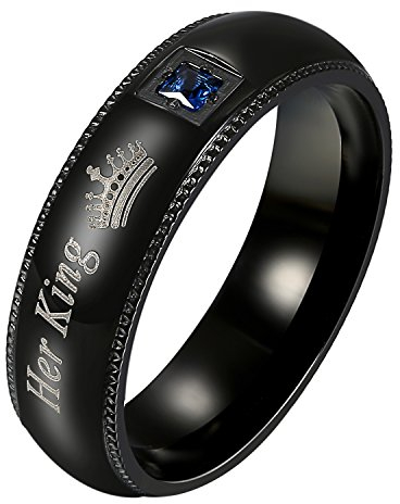 OIDEA Paar Ringe Herren Schwarz: Herren Eheringe aus Edelstahl mit Gravru Her King mit Zirkonia Partnerringe Trauringe Geschenk für Männer Freund Größe 60