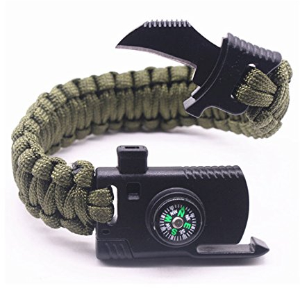 WEREWOLVES 5 in 1 Outdoor Survival Tactical Fallschirm Seil Überleben Seil Armband Mit Kleinen Messer (Armee-Grün)