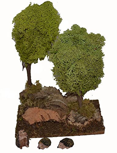 K-L-B Klb Accesorios de Belén Belén de Belén de 2 árboles Altura Aprox. 16 cm con Erizo de Familia