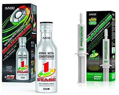 XADO Set Motoröl Additiv + Schaltgetriebe-Getriebe Additiv gegen Verschleiß & Schutz - 1x 1Stage Maximum + 1x Maximum Transmission