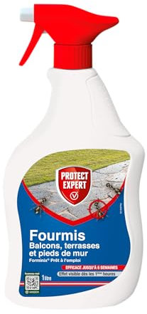PROTECT EXPERT Spray Anti-Fourmis - Balcons - Terrasses - Pieds De Murs - 1L - Action Choc & Longue Durée - Effets Visibles Dès La Première Heure - Prêt-à-l'emploi - DTMAL1