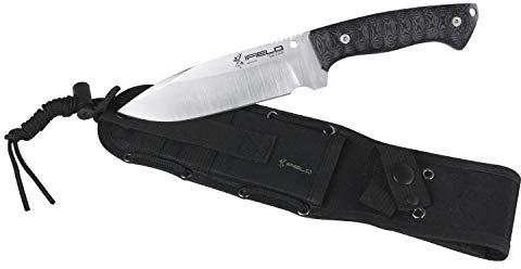 iFIELD Cuchillo de caza deportivo modelo Workout EL29102, hoja de 15cm MOVA satinado, largo total 27,5cm, incluye funda táctica de nylon, herramienta de camping para pesca, caza, actividad deportiva