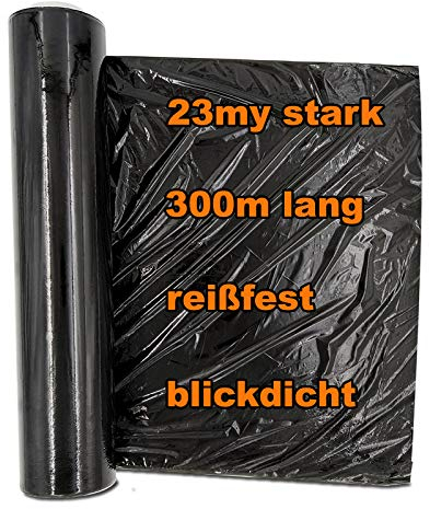 verpacking Stretchfolie 23 my Schwarz 50 cm x 300 m reißfeste Umzugsfolie Folie für Möbel Wickelfolie Palettenfolie Packfolie (Nur Stretchfolie, 1 Rolle)