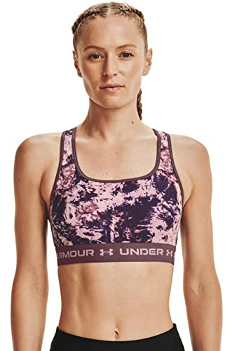 Under Armour Damen Crossback Bedruckt Sport BH Workout Asche Pflaume XS