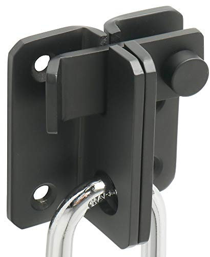 SAYAYO Verrou de Porte Coulissante Cadenas Moraillon Serrure de Porte Loquet de Verrouillage de Boucle Crochet Antivol, Finition Noire Mate en Acier Inoxydable, EMS3006R-B-FR