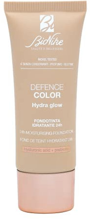 Bionike Defence Color Hydra Glow Foundation, feuchtigkeitsspendend, 24 Stunden, mit Hyaluronsäure und LSF 15, für normale und trockene Haut, antioxidativ und schützend, verleiht eine strahlende und
