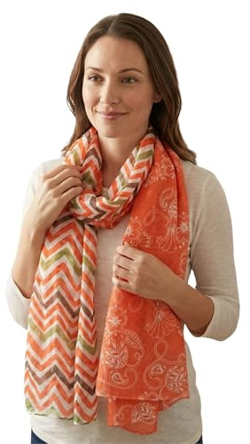 Sunsa Damen Schal, Frühlings/Sommer Baumwolle Halstuch | Baumwolltuch mit Blumen Design in braun. Stola Tuch aus 100% Baumwolle, Scarf Tücher und Schals als Geschenk für Frauen