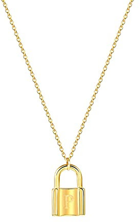MOMOL Initial Lock Necklace for Women, 18K Gold Plated Stainless Steel Padlock Letter Necklace Personalized Name Neckalce for Girls, Metal, not known