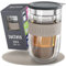 boddels Glasbecher 380ml – Teebecher mit Sieb, Doppelwandig, Teetasse mit Edelstahl-Sieb, Keramik-Deckel, spülmaschinengeeignet, Thermo-Glas mit Schwebe-Effekt, Teeglas/Kaffeeglas (Taupe)