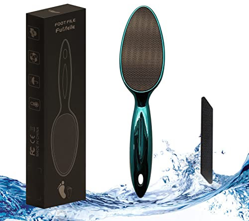 Fußfeile, 3-in-1-Nano-Glas-Hornhautentferner-Set, nass und trocken, Entfernung der Hornhautfeile für Fuß, Hand und Ellbogen Peeling, hochwirksames Pediküre-Werkzeug für die Fuß Nagelpflege (Blau Grün)