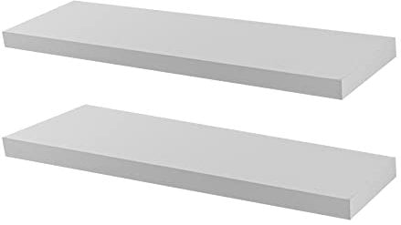Harbour Housewares Modern Floating Wall Shelf - 100cm - White - Pack of 2 - Photo Gallery Bookshelf Wall Shelves for Living Room Display, Bedroom, Office Storage