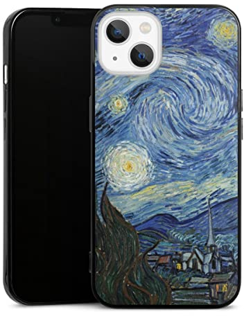 Slim Case extra dünn kompatibel mit Apple iPhone 13 Silikon Handyhülle schwarz Hülle Kunst Vincent Van Gogh The Starry Night