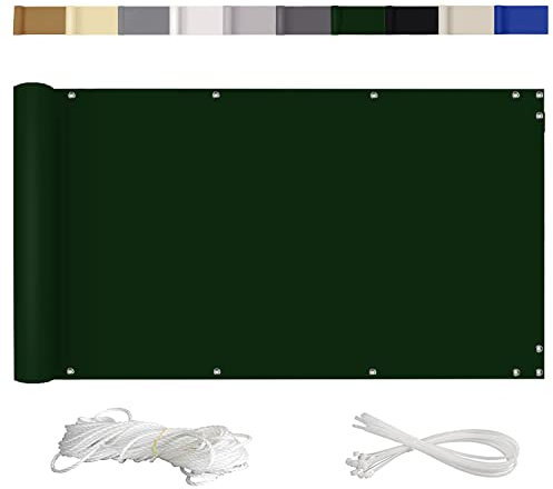 SUOMO Protección visual para balcón, 100% privacidad, opaca, protección contra el viento, protección solar con protección UV para pequeñas piscinas, jardines, patios, terrazas, balcones, vallas,