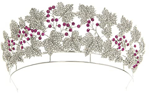 Die dänische königliche Rubin-Tiara, Blatt Tiara, Hochzeits-Tiara, Vogel-Tiara, Diadem für Frauen (Silber)
