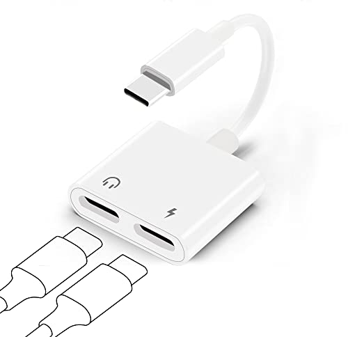 YAODHAOD Adaptador de Cargador y Audio USB C Dual, Divisor de Auriculares Tipo C, Control de Calidad y PD de Carga rápida para Samsung S21 S20 FE 5G Ultra, Note 20 10, iPad Pro, Pixel(USB Dual C)