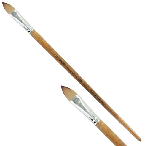 KUM - Acryl- und Ölpinsel Wood Line Katzenzunge Größe 16 | Malpinsel für Künstler, Künstlerbedarf für Acrylmalerei und Ölmalerei
