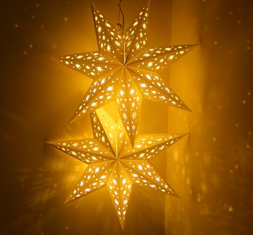 HOUISM Weihnachten Papiersterne Lampenschirm 3D Weihnachtsstern zum Aufhängen als Fensterdeko, Lampenschirm & Baumspitze für Weihnachten, Hochzeit, Party