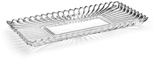 Mikasa Tenuta Vassoio Decorativo Rettangolare in Vetro Cristallo, Senza Piombo, Trasparente