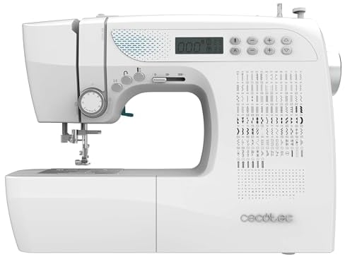 Cecotec Macchina da Cucire Elettronica 215 Punti BelleCouture 21500. Motore Digitale, Schermo LCD, Manopola Regolazione del Filo, Avvolgimento Automatico, Luce LED, Kit Accessori, Livello Esperto