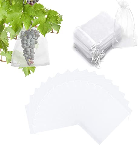 Funrelaxer Obst Schutzbeutel 40 Stück Garten Netzbeutel Organzabeutel (Weiß, 30x20CM)