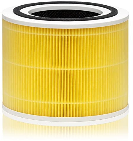 HSIAMEN 3-in-1 H13 True HEPA Core 300S P350 Core300-P Filters, Compatible with Levoit Core 300 & PuroAir 240 Air Purifier, Yellow 1-Pack