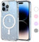 Yoedge Glitter Cover Trasparente Magnetica per Apple iPhone 14 Pro 6,1, Custodia Bling Brilla Compatibile con MagSafe Magnetico Ricarica Wireless, Bumper TPU Hard PC Case Antiurto per iPhone14 Pro