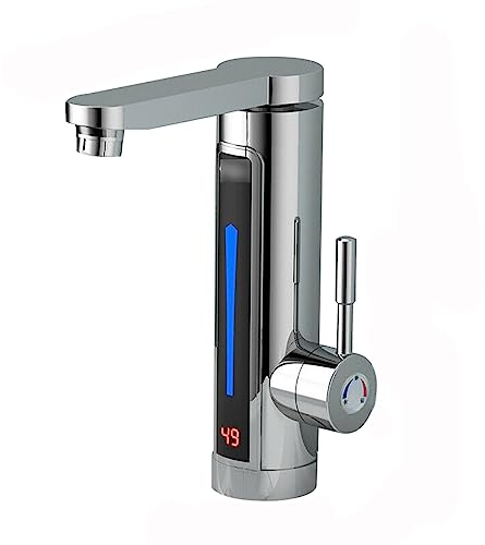 Elektrische Wasserhahn mit Durchlauferhitzer 3300W 220V LED Küchenarmatur Warmwasserbereiter mit Temperaturanzeige Edelstahl Smart Heater Sofortiger für Küche Bad