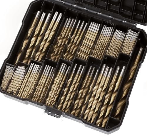 AIMLENTOOL GMTOOLS 230 Pcs Drill Bit Set, 135° Tip Titanium Coated High Speed Steel, Twist Drill Bit Kit for Iron, Aluminum Alloy, Copper, Wood, Plastic, with Hard Storage 1/16-3/8