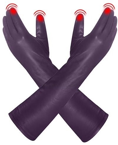 Harssidanzar Guanti in Pelle Da Donna Lunghi Opera Touchscreen Vintage Dress GL014,Viola,Taglia M