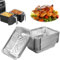 50 bandejas de aluminio pequeñas de 22 x 16 x 5 cm, bandeja desechable, 1100 ml, pequeñas bandejas de aluminio, resistentes al agua, para hornear, cocinar, freidoras de aire caliente, hornos