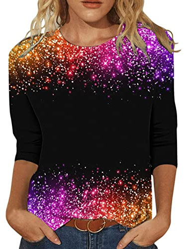 Today's Deals of The Day Light Brown T Shirt Women 3 Quarter Sleeve Tops Purple Sports Top Women Cotton Long Sleeve Tops Mens Gifts Clearance