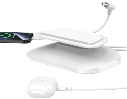 PlusAcc Supporto di ricarica regolabile per iPhone. Supporto con porte di ricarica USB C e USB A. Stazione di ricarica per smartphone, smartwatch e Show 8 3ª gen. (Bianco)