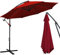 Daromigo - Ombrellone con manovella da 300/350 cm, ombrellone con supporto, parasole da giardino con protezione UV, in alluminio, impermeabile, per mercato e giardino, Colore: rosso, Ø 300 cm