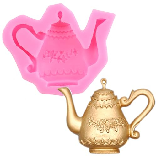 XMOLDNMS Tea Party Cake Mould Teapot Silicone Fondant Moulds for Cake Decoration Cupcake Topper Chocolate Candy Polymer Clay Gum Paste