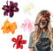 5 PCS Bohemian Flower Hair Clips, Artificial Tropical Flower Hair Clip for Seaside Holiday, Bridal Rose Hair Pins, Hawaiian Hibiscus Hairpin, Orchid Hairpins (5 Colors)