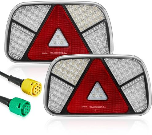 SPARKMOTO 2pcs Feux Arriere Remorque LED Avec Branchement Baïonnette, Feu Arrière LED Pour Remorque Camion Caravane Véhicules Agricoles, 12V Éclairage Remorque Voiture LED