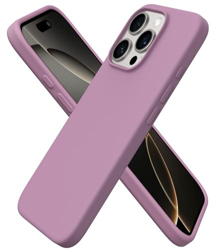 ORNARTO Compatible with iPhone 16 Pro Case 6.3, Slim Liquid Silicone 3 Layers Soft Gel Rubber Shockproof Protective Case with Anti-Scratch Microfiber Lining-Lilac Purple