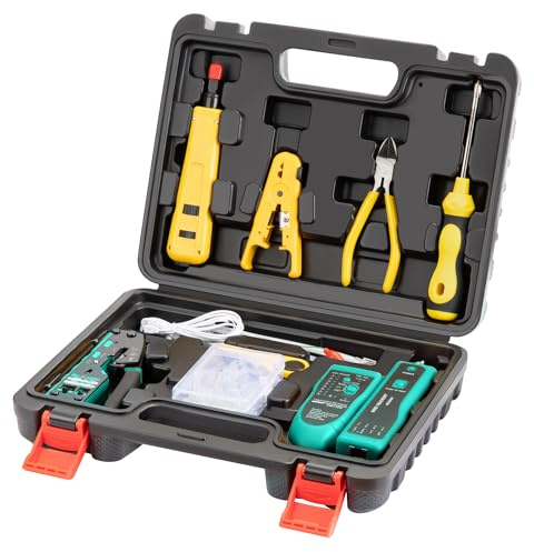 Gaobige Netzwerk-Tool-Kit, RJ45 Crimpzange, Draht-Tracker, 110/88 Punchdown-Tool, Cat6 Pass-Through-Anschlüsse, Stripper, Cutter