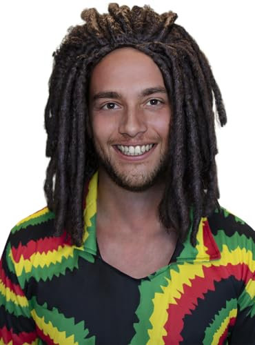 Funidelia | Rastafari Perücke für Herren Jamaica, Lustige & Ausgefallene, Bob Marley - Zubehör für Erwachsene, Zubehör für Kostüm - Braun