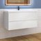 Aica Sanitär Waschtisch mit Unterschrank 100cm Alast Badmöbel Set Hochglanz Weiß Waschbecken mit Unterschrank MDF Softclose