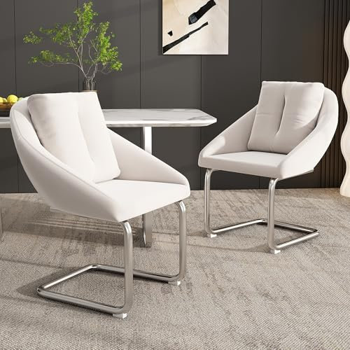buiesjole Beiger Samtstuhl, hochwertiger ergonomischer Esszimmerstuhl, robuster Metallrahmen, modern und stilvoll, Set aus 2 Stühlen