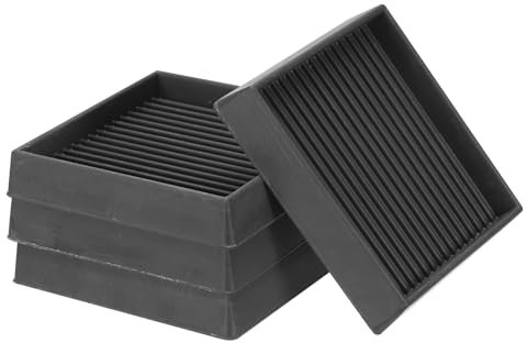 PATIKIL 3x3 Square Rubber Furniture Pads, 4 Pack Non Slip Caster Cups Anti Skid Floor Protectors for Furniture Feet Bed Couch Chair Table Stopper, Black