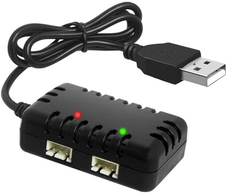 Sangcca 2S 7.4V 1 to 2 USB Charger Cable for SCX24 RC Car 1A with XH-3P Connector Compatible with Axial SCX10 7.4V 2S Lipo Battery RC Car Truck Drone Boat Quadcopter and Airsoft, Rc Car Charger