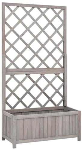 Myheimly Garten-Spalier mit Blumenkasten Grau 70x30x135 cm Tannenholz