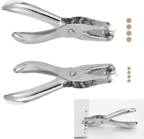 Yuanchu 2 Stück Einzellochstanze, Rundloch Lochstanzer 1/4 Zoll Und 1/8 Zoll Lochzange Papier Locher Edelstahl Stanzzange Metall Hole Locher Silber Lochstanze für Papier Fotos Grußkarten Karten DIY