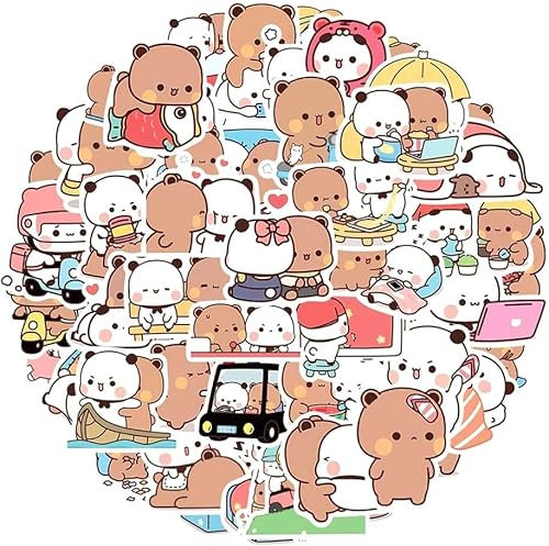 LINYIJOY Bubu Dudu Sticker Set, 100 Stück Cartoon Sticker, PVC Material, Süße Kawaii Katzensticker, Aufkleber für Laptops, Skateboards, Tagebücher, Geschenk für Teenager, Mädchen, Freunde und Familie