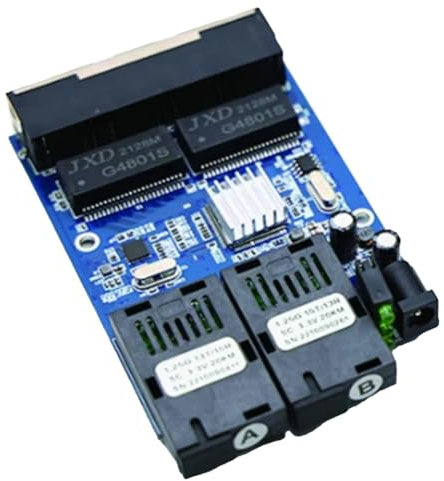 Yindhgdr Switch Ethernet Gigabit con 2 Porte in Fibra Ottica e 4 Porte RJ45, Convertitore Multimediale PCBA, Switch Ethernet Simplex Singlemode