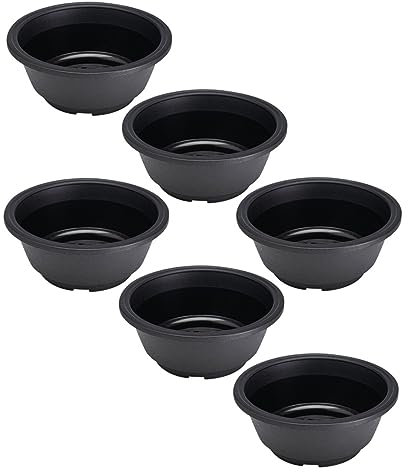 IWOWHERO 6pcs Bonsai Pots Plastic Shallow Planter Succulent Bonsai Round Planter Bowl Cactus Garden Plant Bowl Gardening Flower Pot Plants Container with Drainage Holes